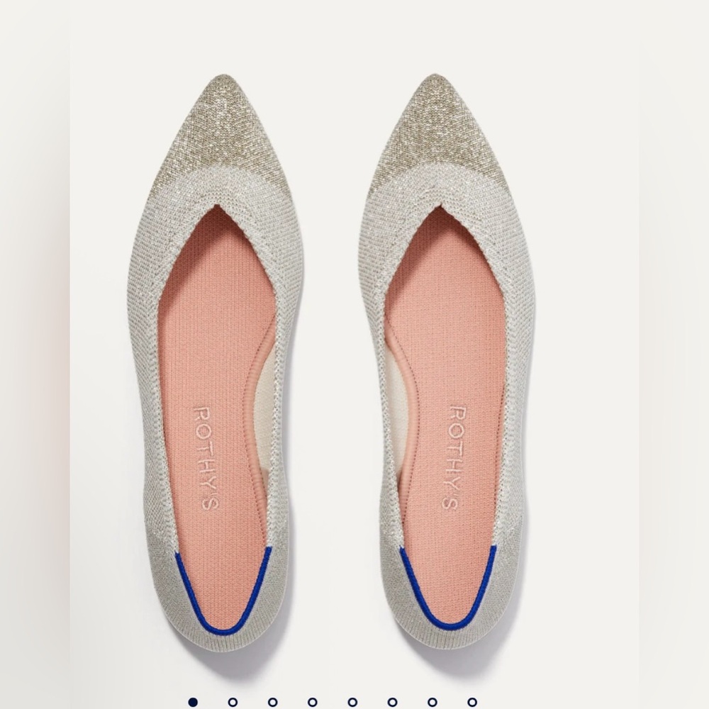 Rothy’s Size 6 Point Champagne Glitter Flats. 💕⚡️